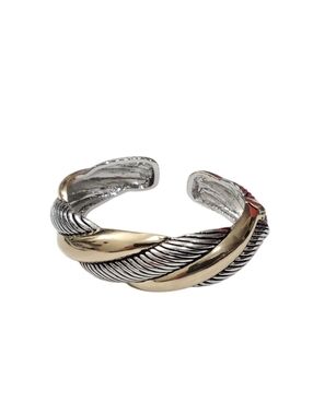 Vtg. Two-Tone Gold & Silver Twisted Cuff Bracelet